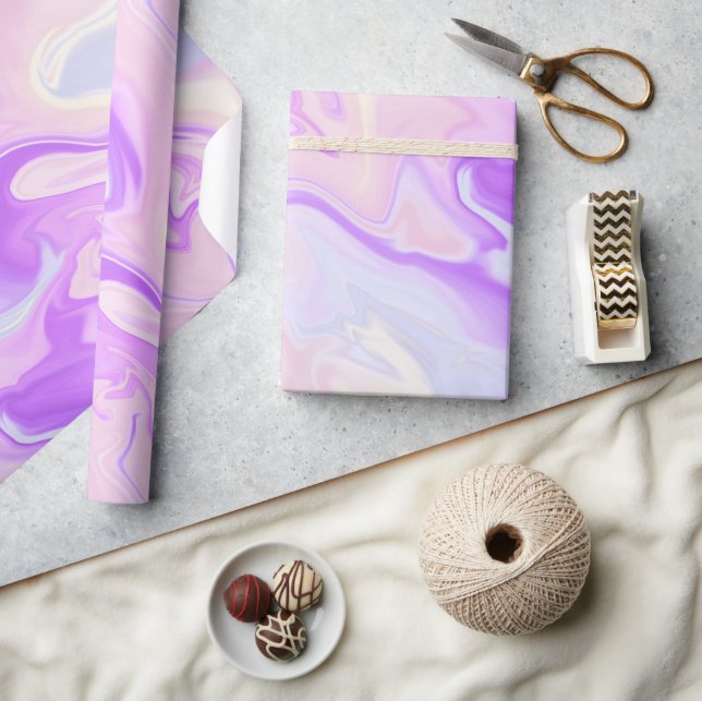 Lila och rosa iriserande gradientmarmor presentpapper (Hantverk)