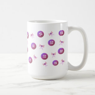 Lila och rosa knappar och slingor kaffemugg