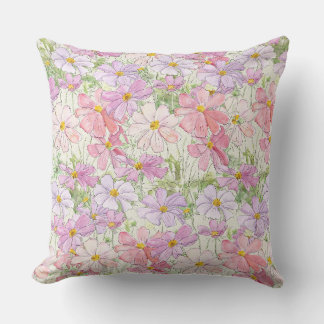 lila och rosa kosmosblomma mammadags kudd kudde