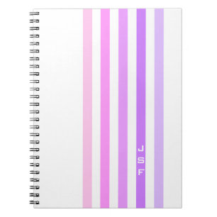 Lila och Rosa Lodrät Rand Monogram Anteckningsbok