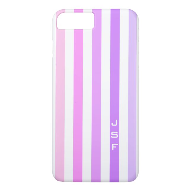 Lila och Rosa Lodrät Rand Monogram Case-Mate iPhone Skal (Baksida)