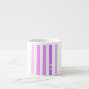 Lila och Rosa Lodrät Rand Monogram Espressomugg