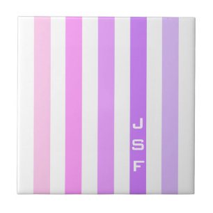 Lila och Rosa Lodrät Rand Monogram Kakelplatta