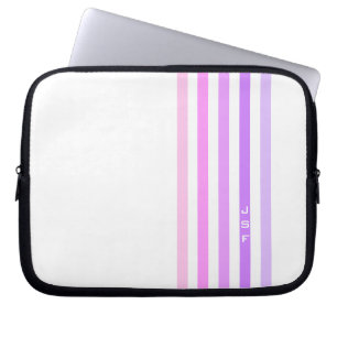 Lila och Rosa Lodrät Rand Monogram Laptop Fodral