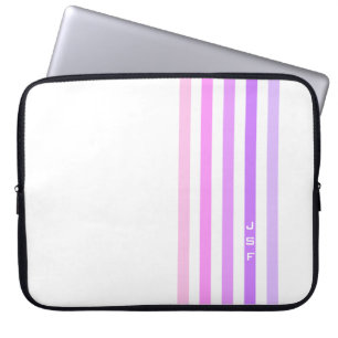 Lila och Rosa Lodrät Rand Monogram Laptop Sleeve