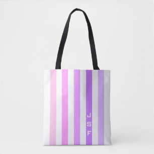 Lila och Rosa Lodrät Rand Monogram Tygkasse