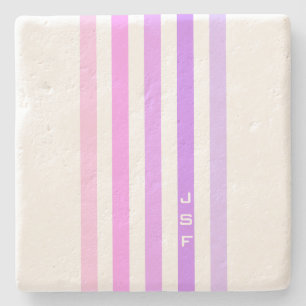 Lila och Rosa Lodrät Rand Monogram Underlägg Sten