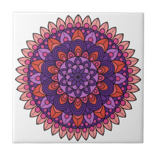 Lila och rosa mandala kakelplatta