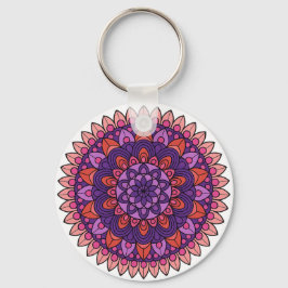 Lila och rosa mandala nyckelring