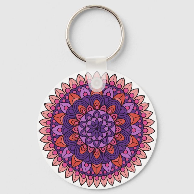 Lila och rosa mandala nyckelring (Framsida)