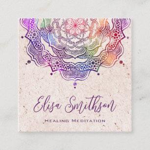 Lila och Rosa Mandala Reiki Healing Meditation Fyrkantigt Visitkort