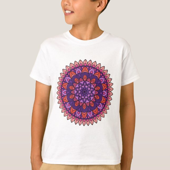 Lila och rosa mandala t shirt (Framsida)
