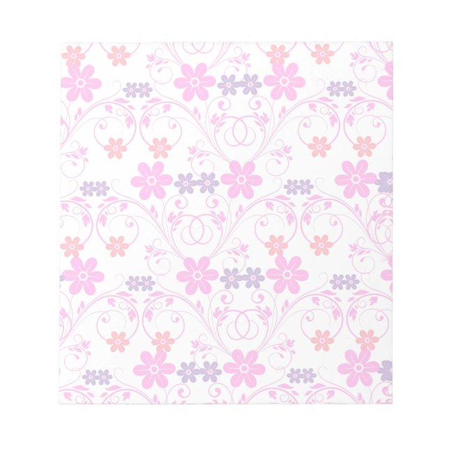Lila och Rosa Modern Blommigt Anteckningsblock (Framsida)