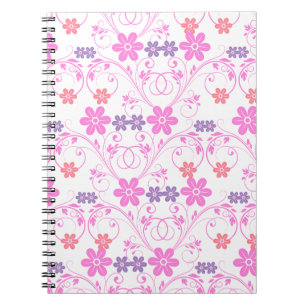 Lila och Rosa Modern Blommigt Anteckningsbok