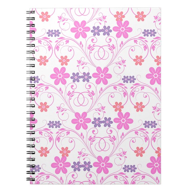 Lila och Rosa Modern Blommigt Anteckningsbok (Framsidan)