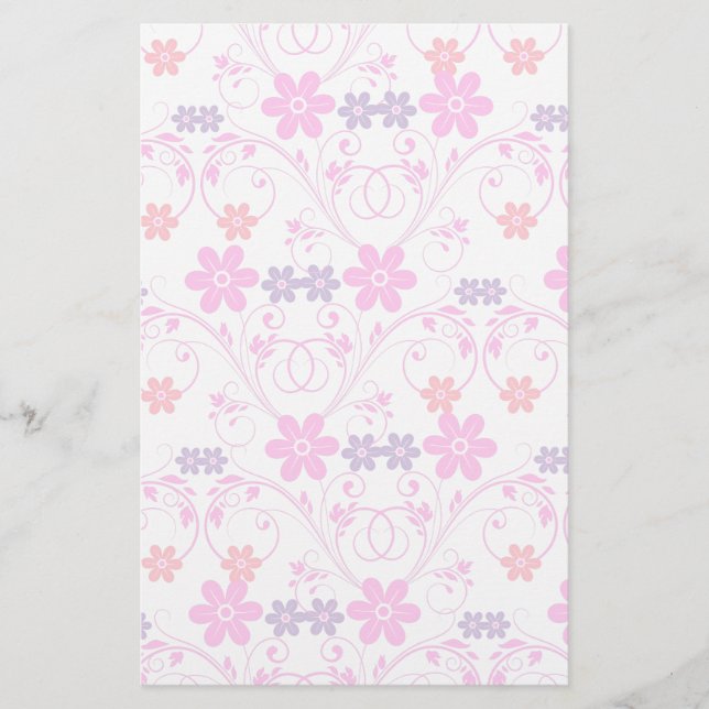 Lila och Rosa Modern Blommigt Brevpapper (Framsida)