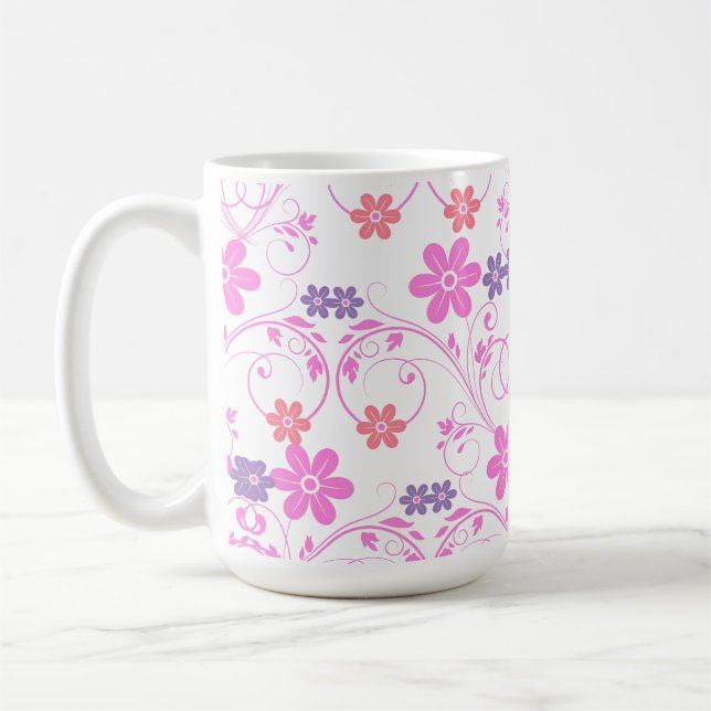 Lila och Rosa Modern Blommigt Kaffemugg (Vänster)