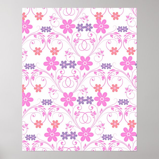 Lila och Rosa Modern Blommigt Poster (Framsidan)