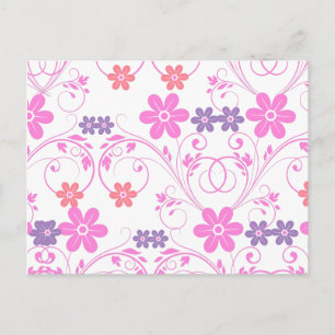 Lila och Rosa Modern Blommigt Vykort