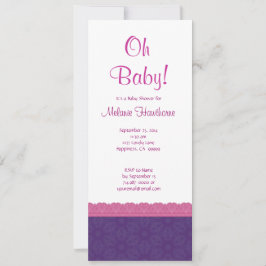 Lila och Rosa Mönster Baby Shower V21 Inbjudningar