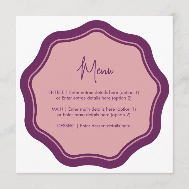 Lila och Rosa på menyn Vågigt roligt Meny (Framsida)