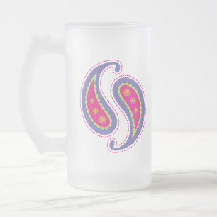 Lila och Rosa Paisley Frostat Ölglas