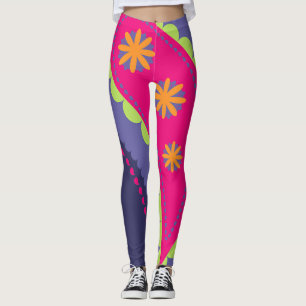 Lila och Rosa Paisley Leggings