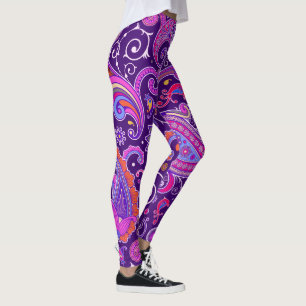 Lila och Rosa Paisley Leggings