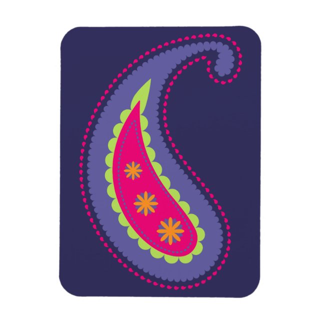 Lila och rosa paisley magnet (Vertikal)