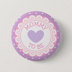 Lila och Rosa Polka Dot Mamma to be Button Knapp