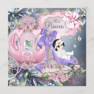 Lila och Rosa Prinsessa Bebisdopp Inbjudningar