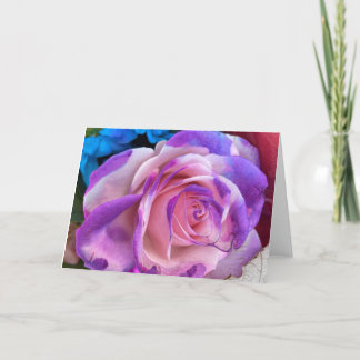 Lila- och Rosa ros-blankkort Tack Kort