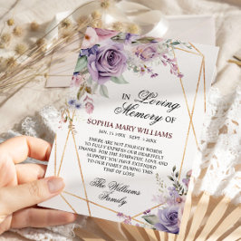 Lila och  Rosa ros-blommor Sympathy Memory Tack Kort