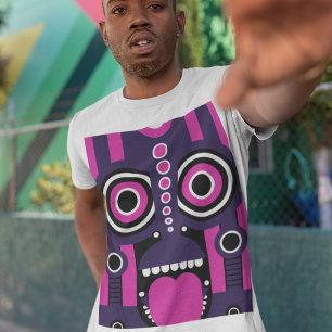 Lila och Rosa Tiki Art T Shirt