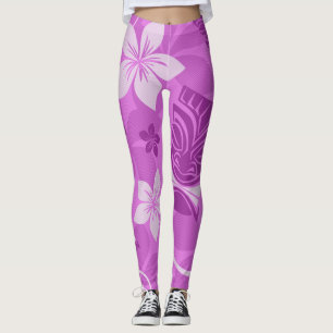 Lila och Rosa Tiki Hawaiian Leggings