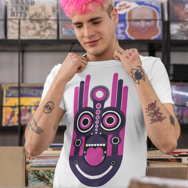 Lila och Rosa Tiki-mask T Shirt (Skapare uppladdad)