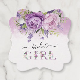 Lila och rosa trädgårdsblommor Bröllopsdusch Flick Gåvor Etiketter