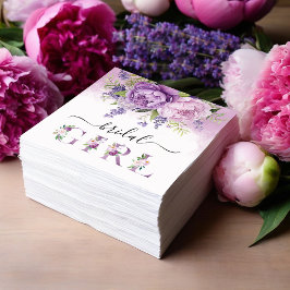 Lila och rosa trädgårdsblommor Bröllopsfest för fl Pappersservett
