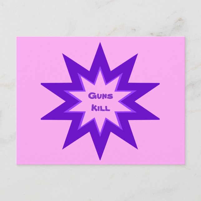 Lila och rosa vapen dödar vykort (Framsida)