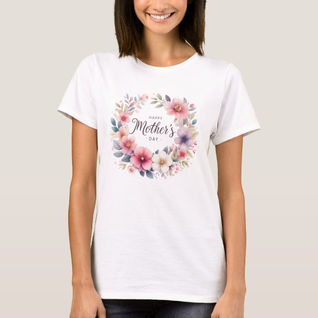 Lila och rosa vår blommigt bouquet Mors dag T Shirt (Framsida)