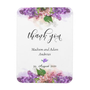 Lila och Rosa Vattenfärg Lilac Flowers Tack Magnet