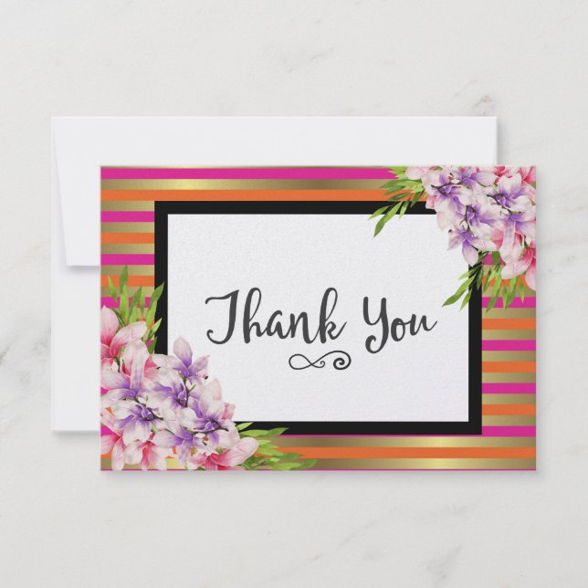 Lila och Rosa Vattenfärg Magnolia Tack (Framsida)