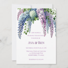 Lila och rosa Wisteria bröllopsfirande  Inbjudningar