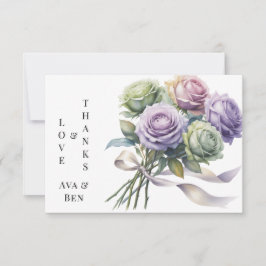 Lila och Salvia Gröna Rosor Kärlek och Tacksamhet Tack Kort