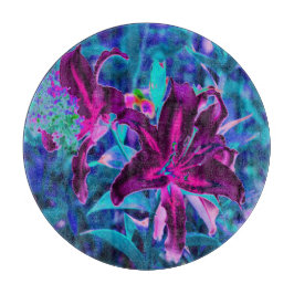 Lila och Shock rosa Abstrakt Oriental Lily Flowers