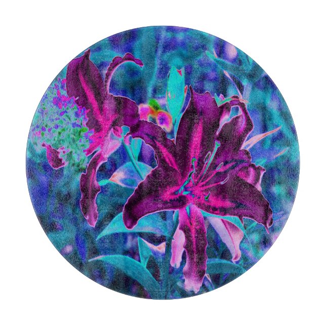 Lila och Shock rosa Abstrakt Oriental Lily Flowers (Framsidan)