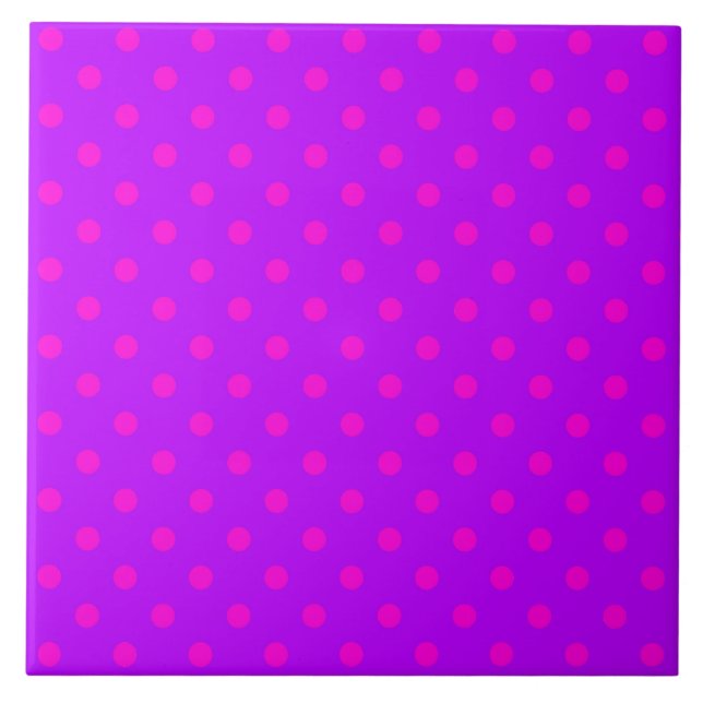 Lila och Shock rosa Polka dots Mönster Kakelplatta (Framsidan)