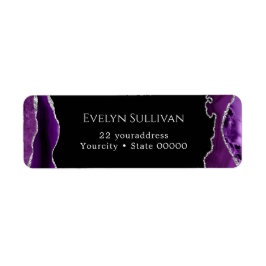 Lila och silver agate-adressetikett returadress etikett