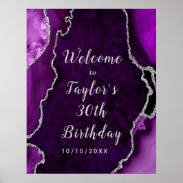 Lila och Silver Agate Birthday Välkommen Poster