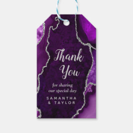 Lila och Silver Agate Bröllop Tack Presentetikett